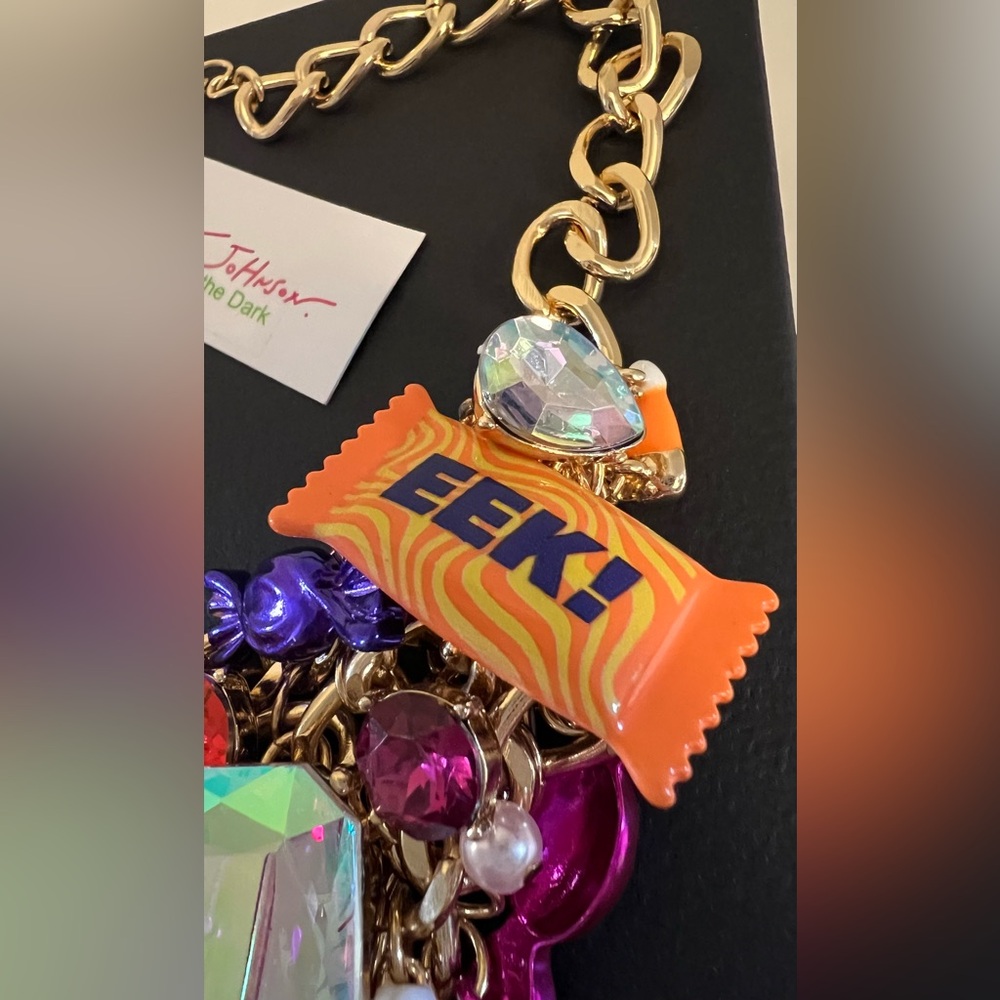 Betsey Johnson Gold Necklace with Multicolor Candy Charms - Picture 10 of 16